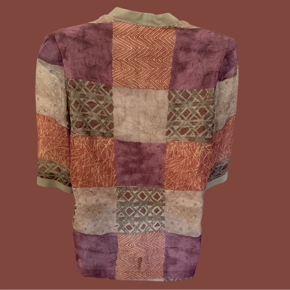 Vintage Giulia | Petite 12P Sage & Plum Long Sleeve 2 in 1 Pullover Jacket/Top - Picture 4 of 10